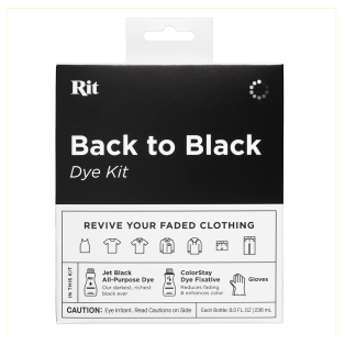 RIT DYE Back to BLACK Dye Kit 2x 8oz + Gloves JET BLACK - GŁĘBOKO CZARNY zestaw do farbowania tkanin